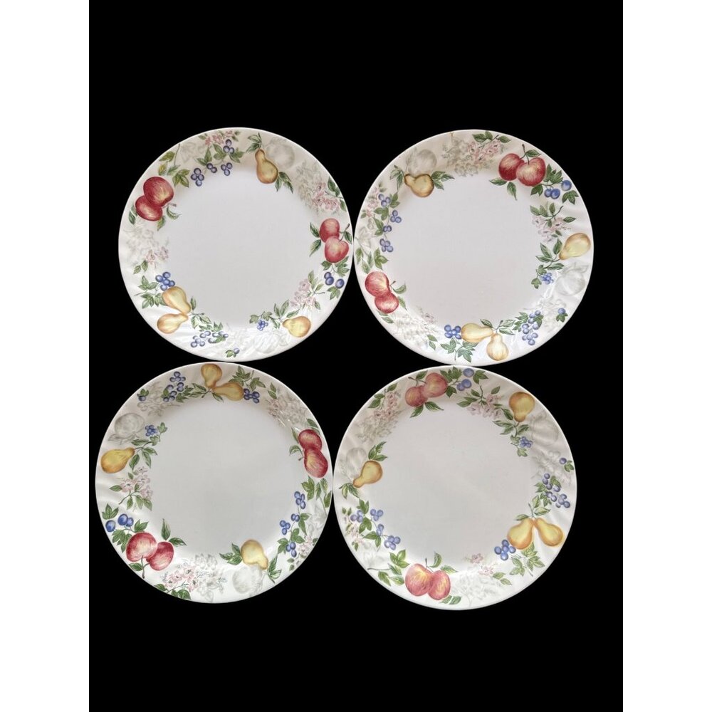 4 Corelle Chutney Fruit Garland Swirl Dinner Plates Made In USA 10.25" #3